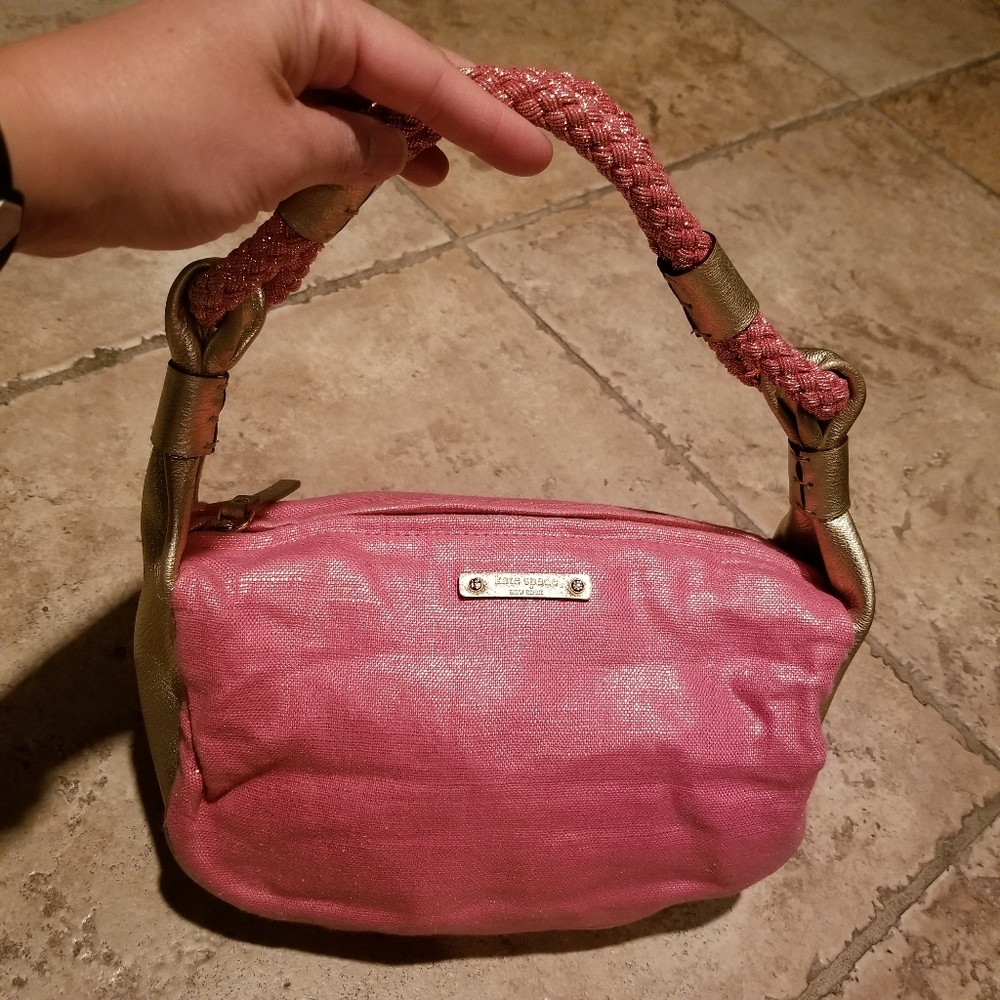Kate Spade Gold Pink Metallic Gabi Avalon Hobo Bag
